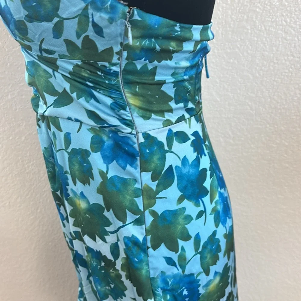 Amur $698 Edie Neck Tie Ruffle Blue Floral Maxi Dress - Picture 9 of 13